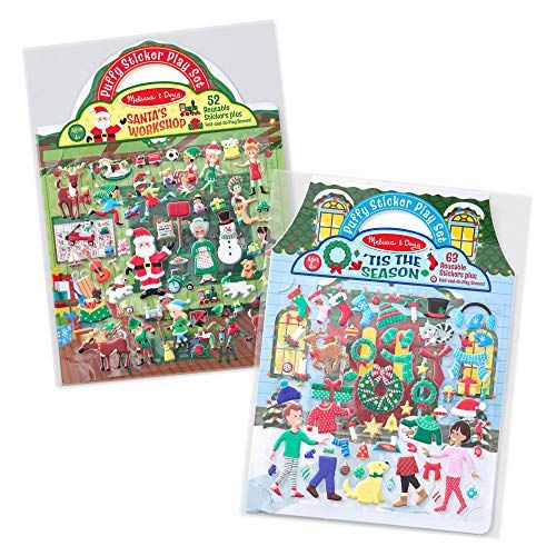  Melissa & Doug Puffy Reusable Sticker Pad Sets -Santas Workshop & Tis the Season Activity Books