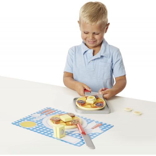  Melissa & Doug Flip and Serve Pancake Set (19 pcs) - Wooden Breakfast Play Food