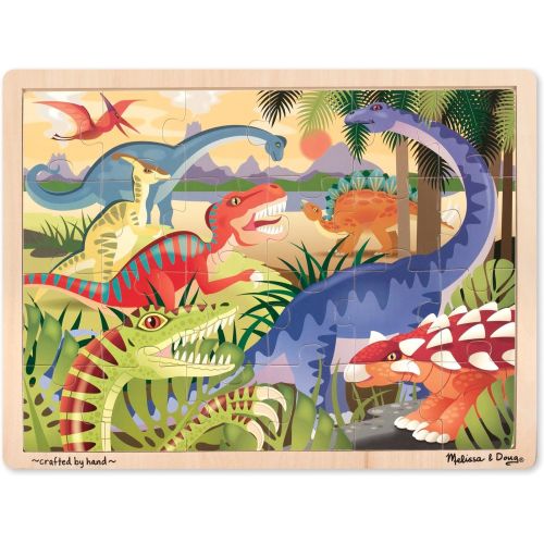  Melissa & Doug Dinosaurs Wooden Jigsaw Puzzle With Storage Tray (24 pcs)