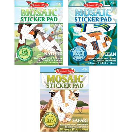  Melissa & Doug Mosaic Sticker Pad 3 Pack - Safari, Ocean and Nature