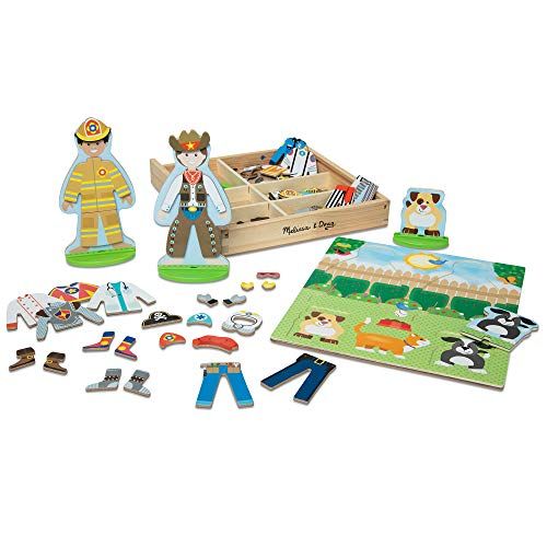  Melissa & Doug Occupations Magnetic Dress-Up Wooden Dolls Pretend Play Set (74 pcs)