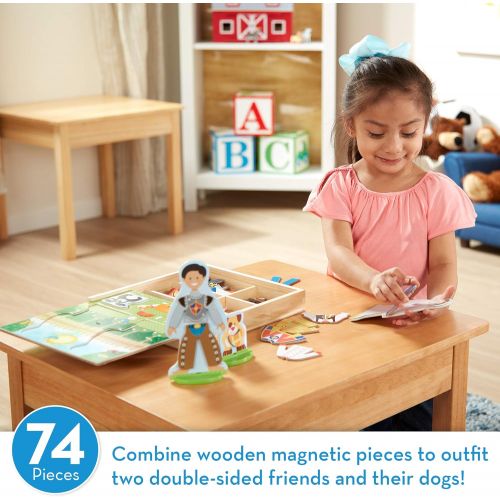  Melissa & Doug Occupations Magnetic Dress-Up Wooden Dolls Pretend Play Set (74 pcs)