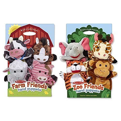  Melissa & Doug Hand Puppet Bundle - Farm & Zoo Friends