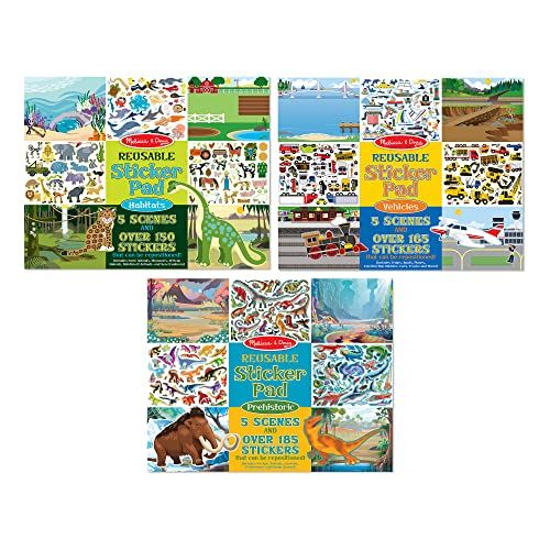  Melissa & Doug Reusable Sticker Bundle - Vehicles, Habitats and Prehistoric Themes