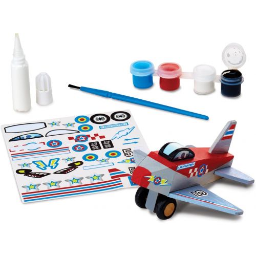  Melissa & Doug Decorate-Your-Own Wooden Craft Kits Set - Plane, Train, and Race Car