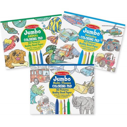  Melissa & Doug Coloring Pad Bundle: Animals, Vehicles and Multi-Theme