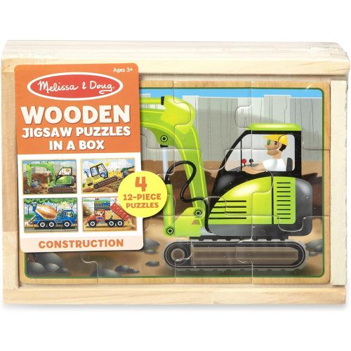  Melissa & Doug Wooden Jigsaw Puzzles in a Box - Construction