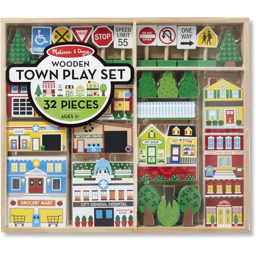  Melissa & Doug Wooden Town Play Set