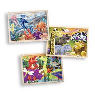 Melissa & Doug 3-Puzzle Wooden Jigsaw Set - Dinosaurs, Ocean, and Safari