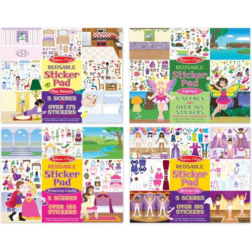  Melissa & Doug Reusable Sticker Pad Bundle - Fairy, Princess, Dress-Up and Play House