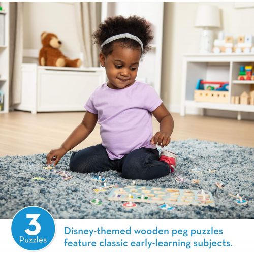  Melissa & Doug Disney Peg Puzzle Bundle-Alphabet, Numbers, Shapes & Colors