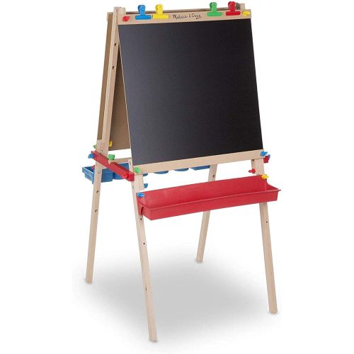  Melissa & Doug Deluxe Standing Art Easel - Dry-Erase Board, Chalkboard, Paper Roller