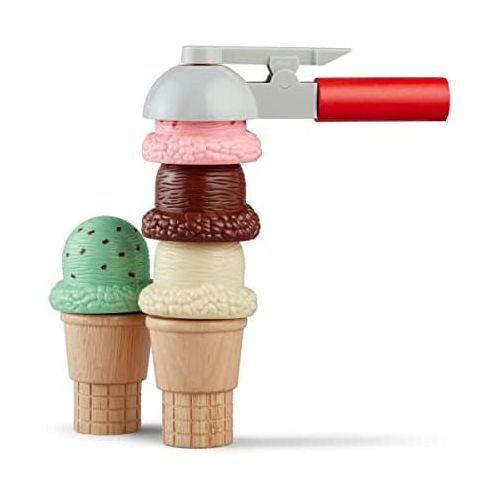  Melissa & Doug Scoop and Stack Ice Cream Cone Magnetic Pretend Play Set, Multicolor