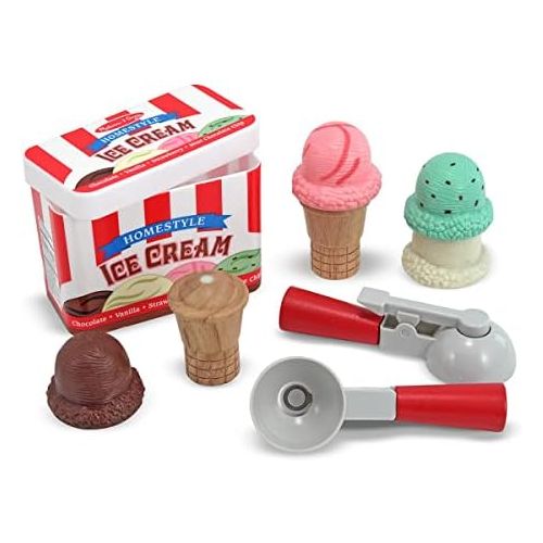  Melissa & Doug Scoop and Stack Ice Cream Cone Magnetic Pretend Play Set, Multicolor