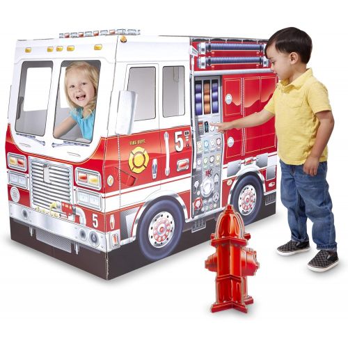  Melissa & Doug Fire Truck Indoor Corrugate Cardboard Playhouse (4 Feet Long, Great Gift for Girls and Boys - Best for 3, 4, 5 Year Olds and Up)