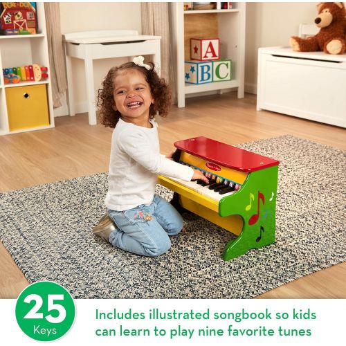  Melissa & Doug Learn-to-Play Piano (Musical Instruments, Solid Wood Construction, 25 Keys and 2 Full Octaves, 11.5” H x 9.5” W x 16” L, Great Gift for Girls and Boys - Best for 3,