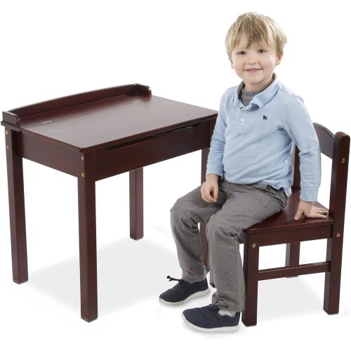  Melissa & Doug Child’s Lift-Top Desk & Chair (Kids Furniture, Espresso, Brown, 2 Pieces, 16.1” H x 23.6” W x 23.2” L, Great Gift for Girls and Boys  Best for 3, 4, 5, 6, 7 and 8 Y