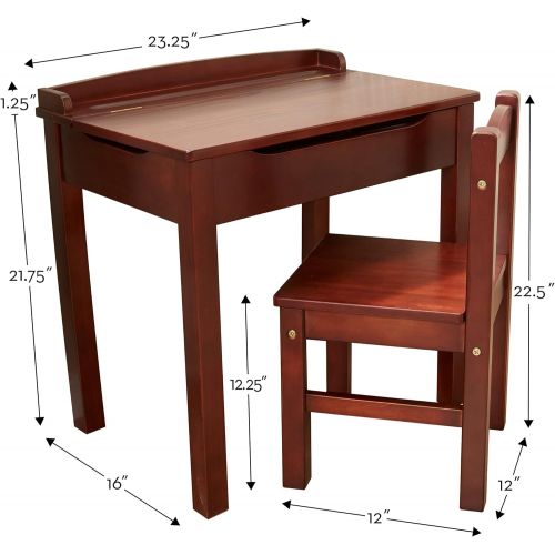  Melissa & Doug Child’s Lift-Top Desk & Chair (Kids Furniture, Espresso, Brown, 2 Pieces, 16.1” H x 23.6” W x 23.2” L, Great Gift for Girls and Boys  Best for 3, 4, 5, 6, 7 and 8 Y