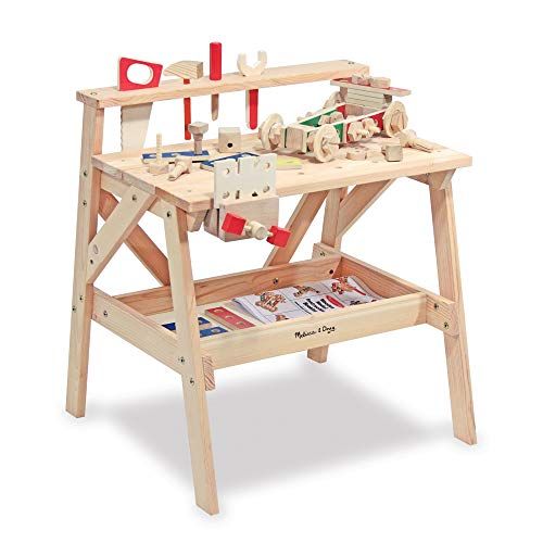  Melissa & Doug Wooden Project Solid Wood Workbench, (E-Commerce Packaging, Great Gift for Girls and Boys - Best for 3, 4, 5, and 6 Year Olds)