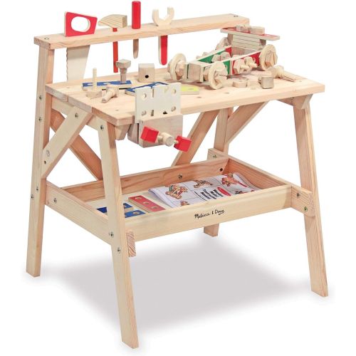  Melissa & Doug Wooden Project Solid Wood Workbench, (E-Commerce Packaging, Great Gift for Girls and Boys - Best for 3, 4, 5, and 6 Year Olds)