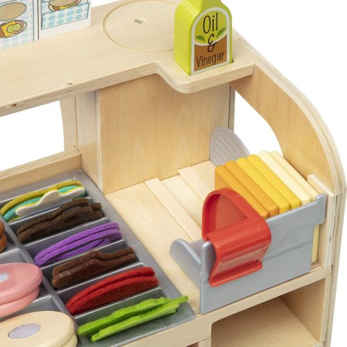  Melissa & Doug Wooden Slice & Stack Sandwich Counter with Deli Slicer  56Piece Pretend Play Foodpiece, Multi