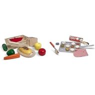Melissa & Doug Cutting Food - Play Food Set with 25+ Hand-Painted Wooden Pieces, Knife, and Cutting Board & Slice and Bake Cookie Set