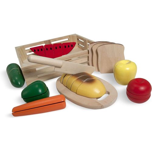  Melissa & Doug Cutting Food - Play Food Set with 25+ Hand-Painted Wooden Pieces, Knife, and Cutting Board & Slice and Bake Cookie Set