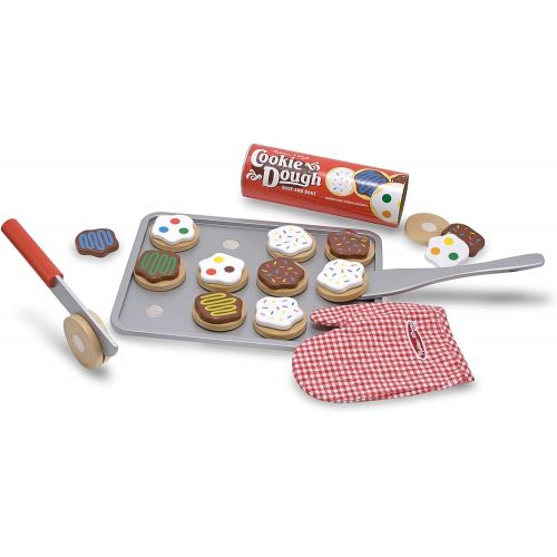  Melissa & Doug Cutting Food - Play Food Set with 25+ Hand-Painted Wooden Pieces, Knife, and Cutting Board & Slice and Bake Cookie Set