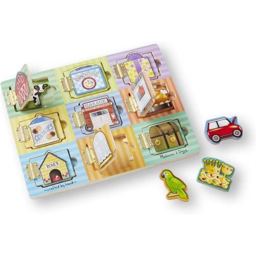  Melissa & Doug Wooden Magnetic Matching Picture Game with 119 Magnets and Scene Cards & Magnetic Hide & Seek Board (Developmental Activity Toy, 9 Pieces), Great Gift for Girls and