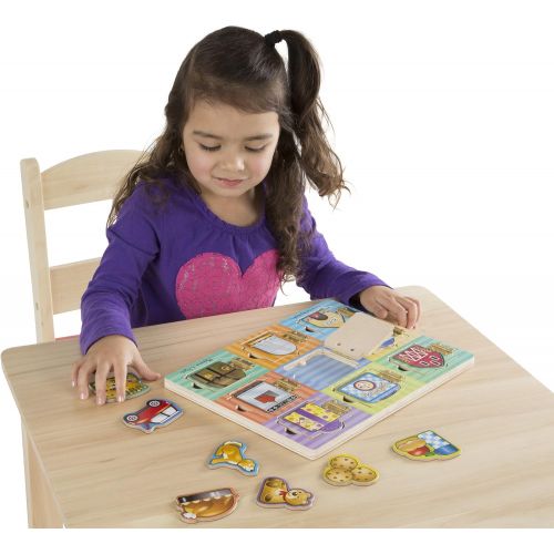  Melissa & Doug Wooden Magnetic Matching Picture Game with 119 Magnets and Scene Cards & Magnetic Hide & Seek Board (Developmental Activity Toy, 9 Pieces), Great Gift for Girls and