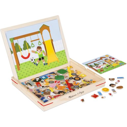  Melissa & Doug Wooden Magnetic Matching Picture Game with 119 Magnets and Scene Cards & Magnetic Hide & Seek Board (Developmental Activity Toy, 9 Pieces), Great Gift for Girls and