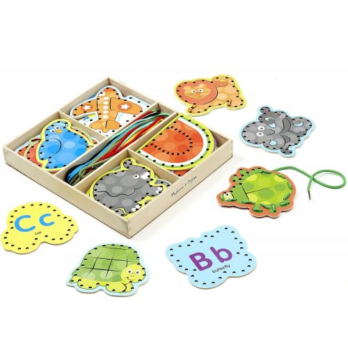  Melissa & Doug Alphabet Wooden Lacing Cards With Double-Sided Panels and Matching Laces