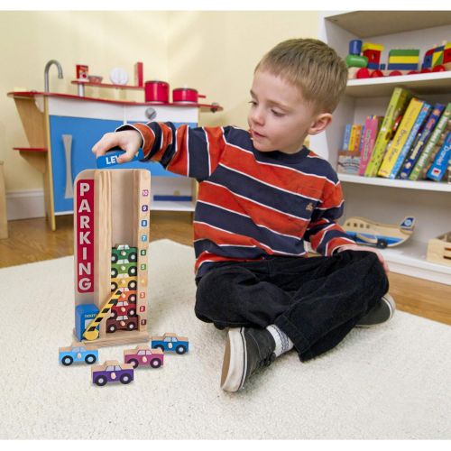  Melissa & Doug Stack & Count Wooden Parking Garage with 10 Cars