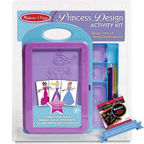  Melissa & Doug Princess Design Activity Kit w/ 9 Double Sided Textured Fashion Plates + Free Scratch Art Mini Pad Bundle [49092]