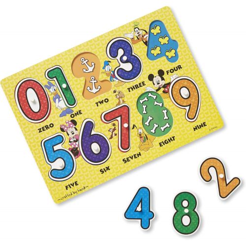  Melissa & Doug Disney Wooden Peg Puzzles Set: Letters, Numbers, and Shapes and Colors