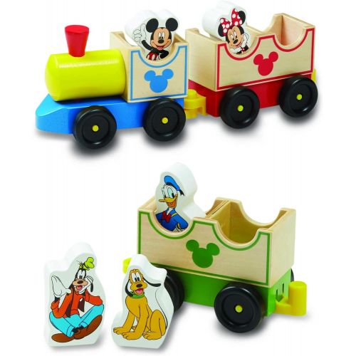  Melissa & Doug Disney Baby Mickey Mouse and Friends All Aboard Wooden Train Toy With 3 Train Cars and 5 Characters