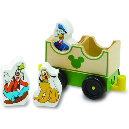  Melissa & Doug Disney Baby Mickey Mouse and Friends All Aboard Wooden Train Toy With 3 Train Cars and 5 Characters