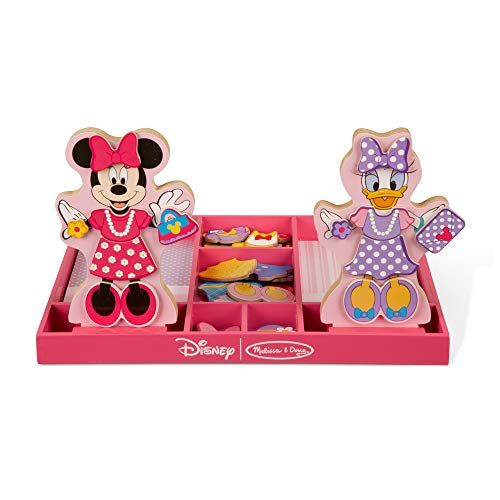  Melissa & Doug Disney Minnie Mouse and Daisy Duck Magnetic Dress Up Wooden Doll Pretend Play Set (40+ pcs)