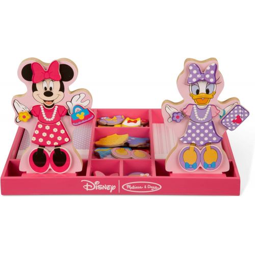  Melissa & Doug Disney Minnie Mouse and Daisy Duck Magnetic Dress Up Wooden Doll Pretend Play Set (40+ pcs)