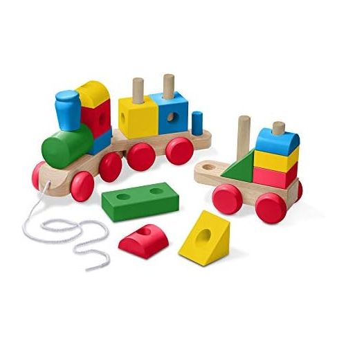  Melissa & Doug Wooden Jumbo Stacking Train  4-Color Classic Wooden Toddler Toy (17 Pieces, Great Gift for Girls and Boys  Best for 2, 3, and 4 Year Olds)