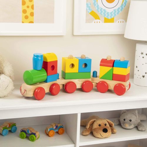  Melissa & Doug Wooden Jumbo Stacking Train  4-Color Classic Wooden Toddler Toy (17 Pieces, Great Gift for Girls and Boys  Best for 2, 3, and 4 Year Olds)