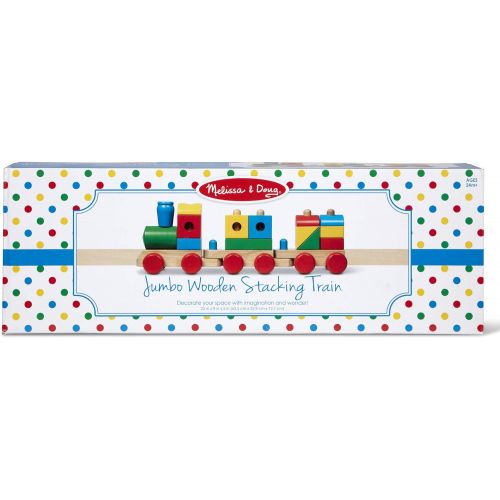  Melissa & Doug Wooden Jumbo Stacking Train  4-Color Classic Wooden Toddler Toy (17 Pieces, Great Gift for Girls and Boys  Best for 2, 3, and 4 Year Olds)