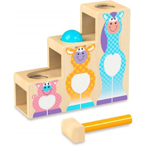  Melissa & Doug First Play Pound & Roll Stairs Wooden 3 Piece Baby Kids Hammer & Ball Toy