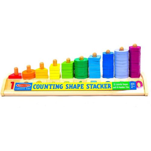  Melissa & Doug Counting Shape Stacker (Wooden Educational Toy with 55 Shapes and 10 Number Tiles, Great Gift for Girls and Boys - Best for 2, 3, 4, 5 and 6 Year Olds)