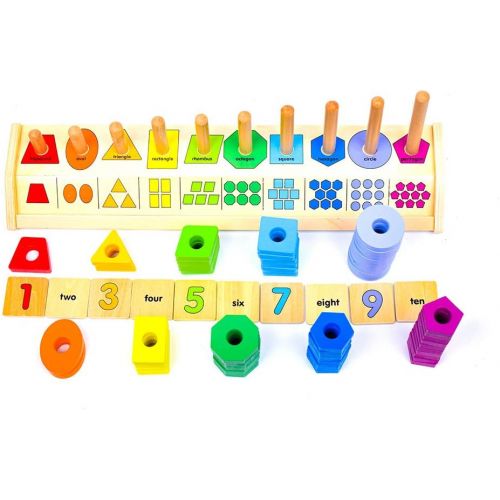  Melissa & Doug Counting Shape Stacker (Wooden Educational Toy with 55 Shapes and 10 Number Tiles, Great Gift for Girls and Boys - Best for 2, 3, 4, 5 and 6 Year Olds)