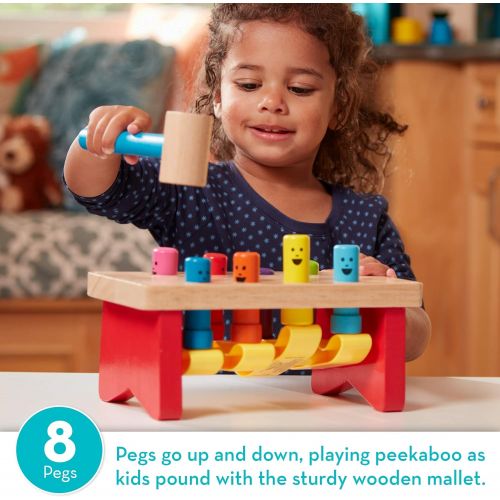  Melissa & Doug Deluxe Pounding Bench - The Original (Best for 2, 3, and 4 Year Olds) & Stack and Sort Board (Wooden Educational Toy with 15 Solid Wood Pieces, Best for 2, 3, and 4