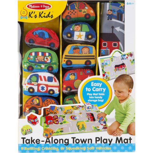  Melissa & Doug Take-Along Town Play Mat (9 Soft Vehicles, 19.25 x 14.25 Inches, Great Gift for Girls and Boys - Best for Babies and Toddlers, 6 Month Olds, 1 and 2 Year Olds)