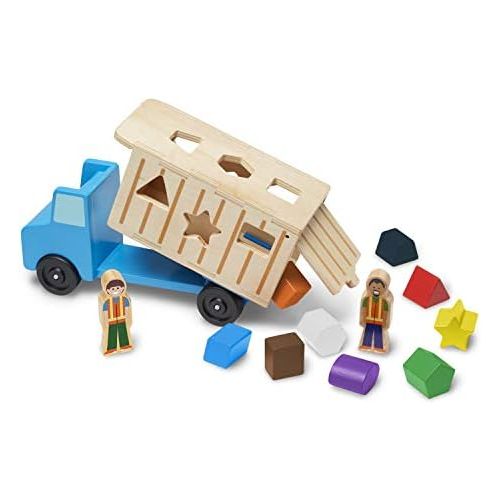  Melissa & Doug Shape-Sorting Wooden Dump Truck Toy (Quality Craftsmanship, 9 Colorful Shapes and 2 Play Figures, Great Gift for Girls and Boys - Best for 2, 3, 4, and 5 Year Olds)