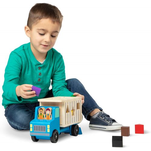  Melissa & Doug Shape-Sorting Wooden Dump Truck Toy (Quality Craftsmanship, 9 Colorful Shapes and 2 Play Figures, Great Gift for Girls and Boys - Best for 2, 3, 4, and 5 Year Olds)