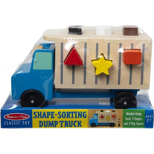  Melissa & Doug Shape-Sorting Wooden Dump Truck Toy (Quality Craftsmanship, 9 Colorful Shapes and 2 Play Figures, Great Gift for Girls and Boys - Best for 2, 3, 4, and 5 Year Olds)